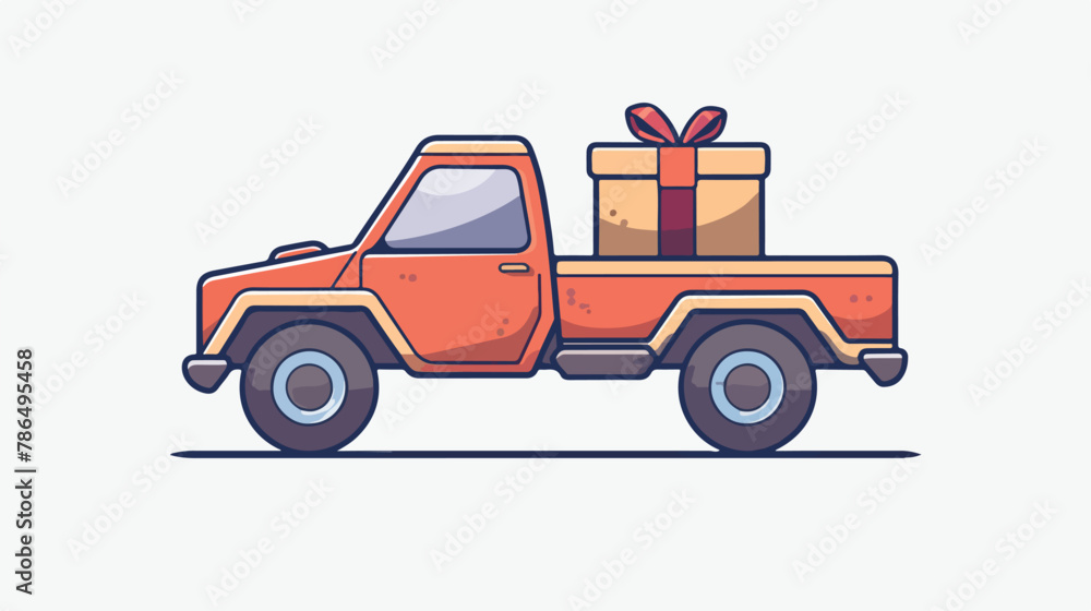 Truck with a gift vector icon EPS flat vector isolated