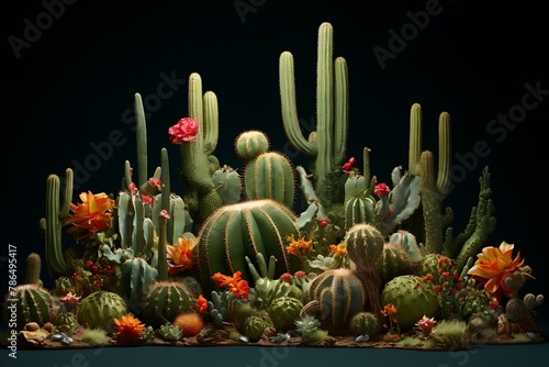 Variety of cactus and succulents