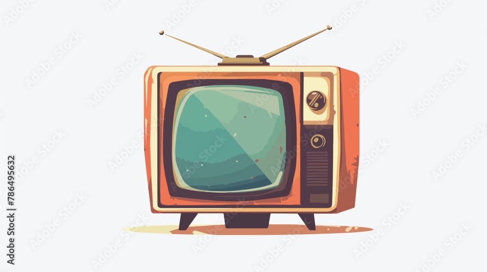 Tv with video game control flat vector