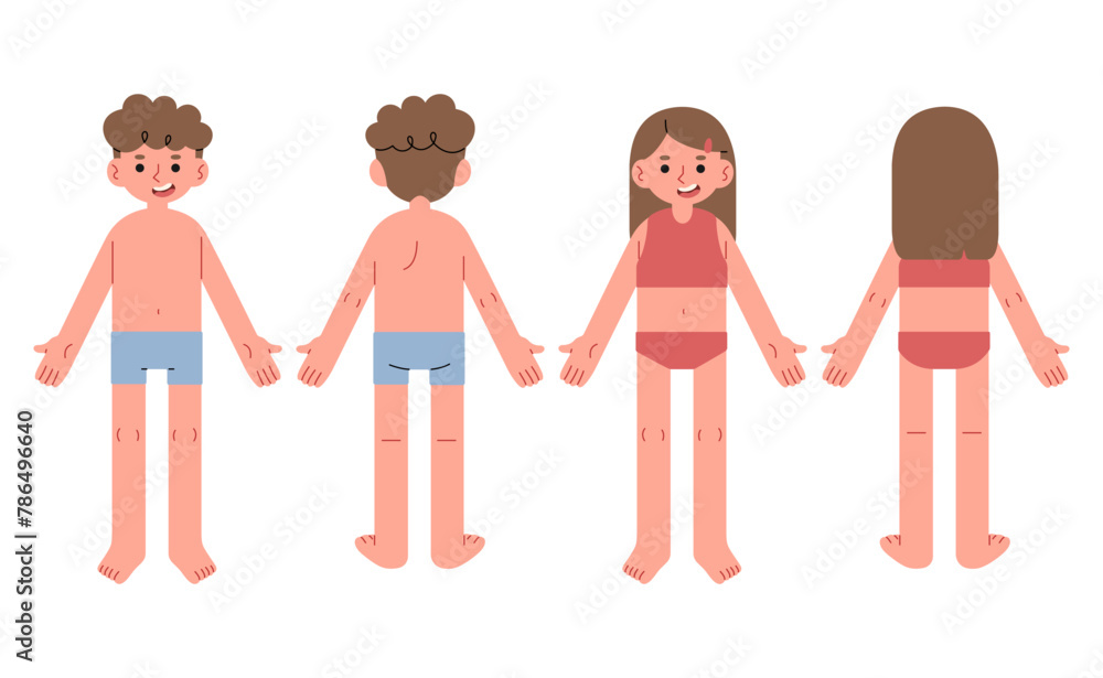 Obraz premium Body parts 4 cute on a white background, vector illustration.