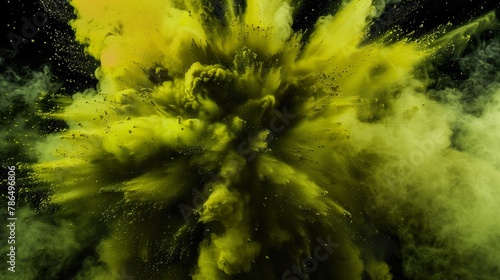 gelbe und grüne Farbexplosion vor dunklem Hintergrund