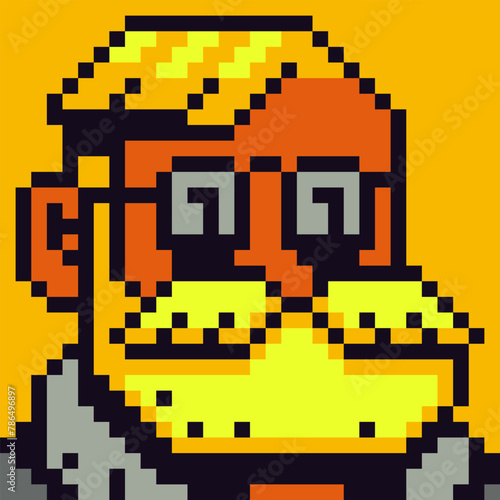 8-bit man, avatar pixel art bearded male character, cartoon vector icon, game user or web profile person, people, social net portrait, fashion guy face, minimalistic vector
