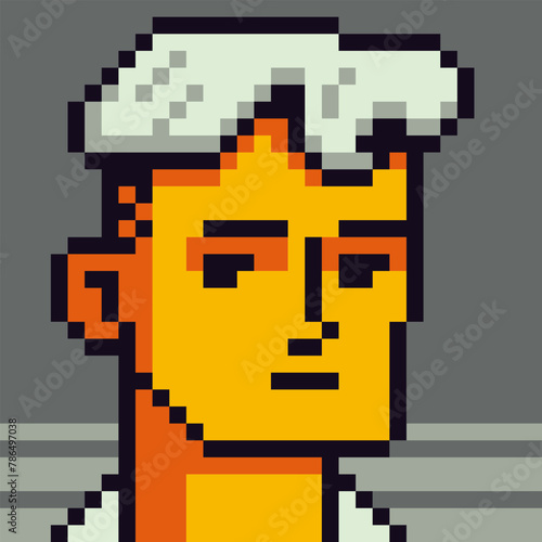 8-bit boy, pixel art male character, fashion blonde man avatar, cartoon vector icon, game user or web profile person, people, social net portrait, young guy face, minimalistic fashion, vector