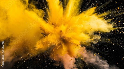 gelbe und orange Farbexplosion vor dunklem Hintergrund