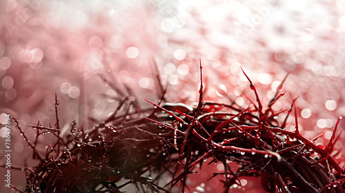 The crown of thorns of Jesus Christ with drops of blood