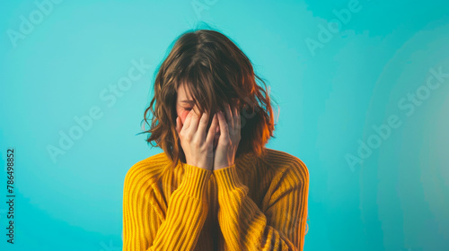 Girl's Embarrassed Expression on a Gradient Background 