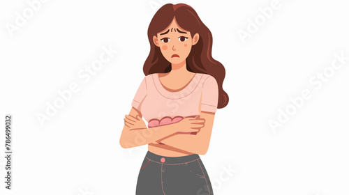 Vector - Woman have a stomachach. flat vector isolated photo