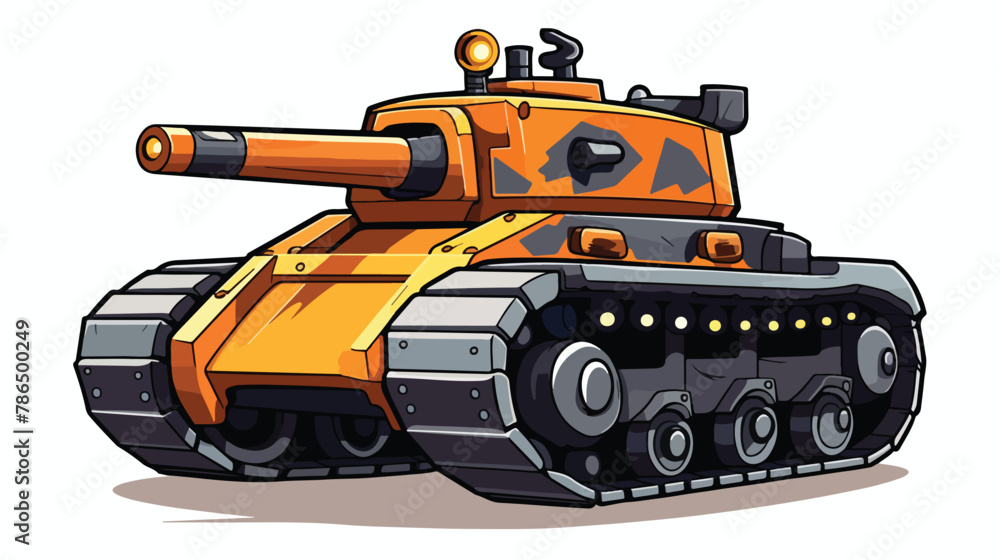 Vector cartoon tank illustration isolated on white.