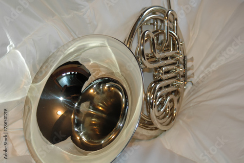 silver horn on white