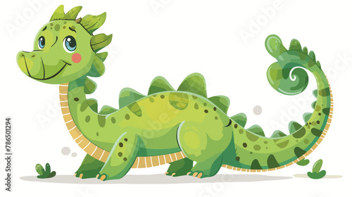 Vector cute green dragon baby. Chinese new year symbol