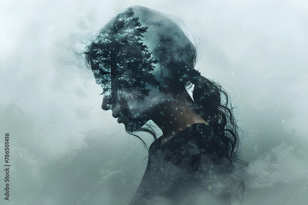 Fototapeta premium A journey through the darkness: navigating mental health struggles and the battle against depression.