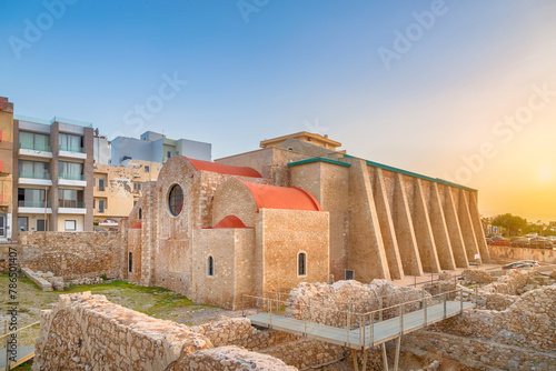 Saint Peter Monastery on sunset, Heraklion, Crete island, Greece photo