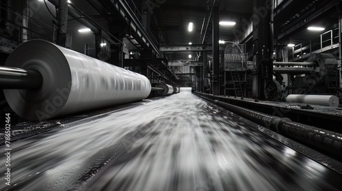 Paper mill in motion, turning pulp into endless rolls