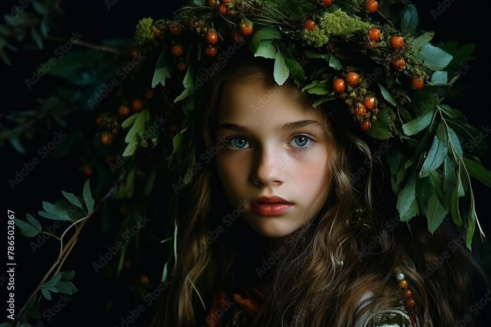 Ancient summer fest holiday Saint John day slavic Ivana Kupala night meadow celebration with great bonfire Generative AI illustration Ancient summer fest holiday Saint John day slavic Ivana Kupala night meadow celebration with great bonfire Generative AI illustration