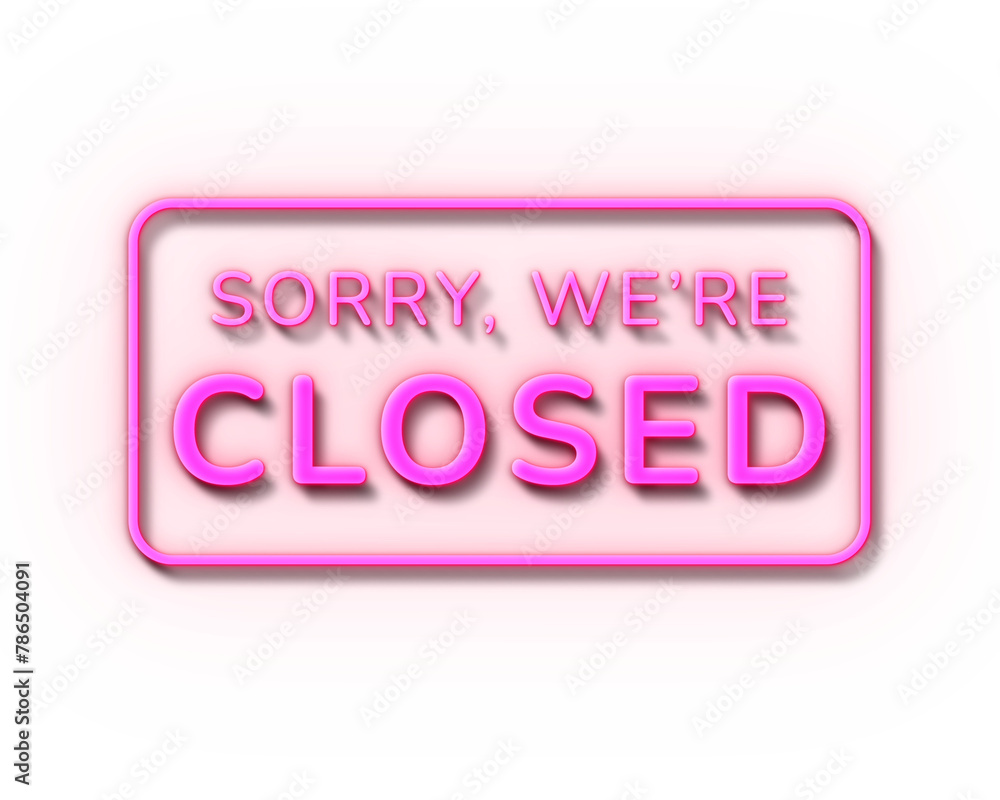 closed neon sign 3d text effect on transparent background closed neon sign 3d text effect on transparent background