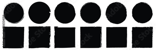 Grunge post stamp set, circles. Round, square, rectangular banners, backgrounds, boxes, frames, insignias, logos, icons, labels and badges collection. Vector illustration. Eps file 380.