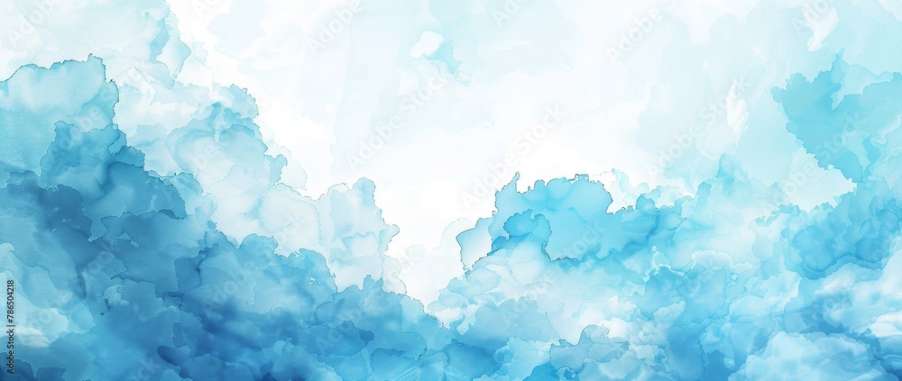 watercolor background sky blue and teal clouds abstract Generative AI