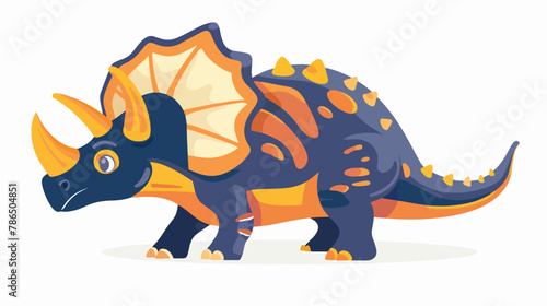 Vector illustration with triceratops on a white 