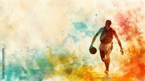 A basketball on the background of a watercolor painting illustration