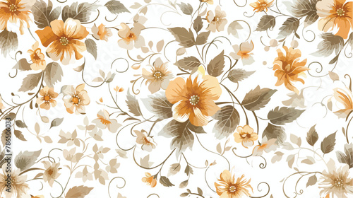 Vector seamless beautiful abstract retro vintage flora