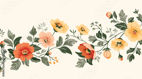 Vector vintage floral background with decorative flower © Megan