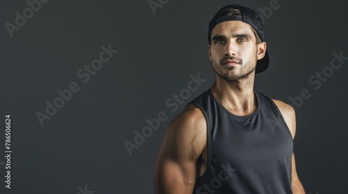 A portrait of a man in activewear, highlighting fitness fashion and athleisure trends.