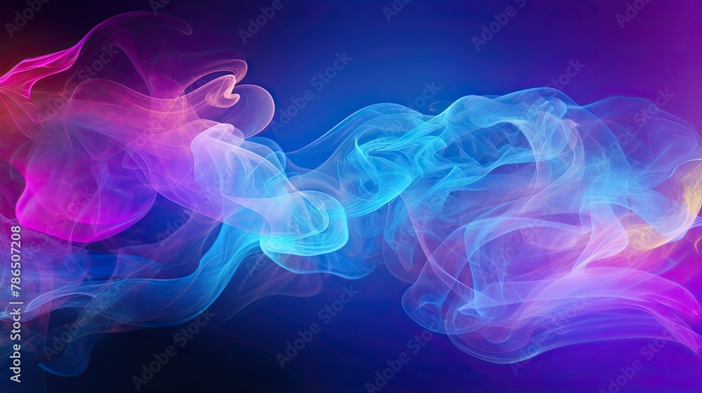 Colorful Blue and Purple Smoke Flowing on a Dark Background. Vapor Fog Waves and Smog Smooth Glowing Motion Colorful Blue and Purple Smoke Flowing on a Dark Background. Vapor Fog Waves and Smog Smooth Glowing Motion