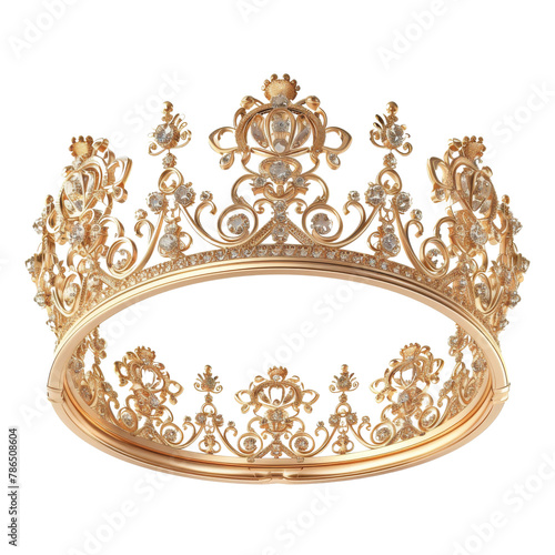 Golden luxury 3d crown. King or queen corona premium gold illustration