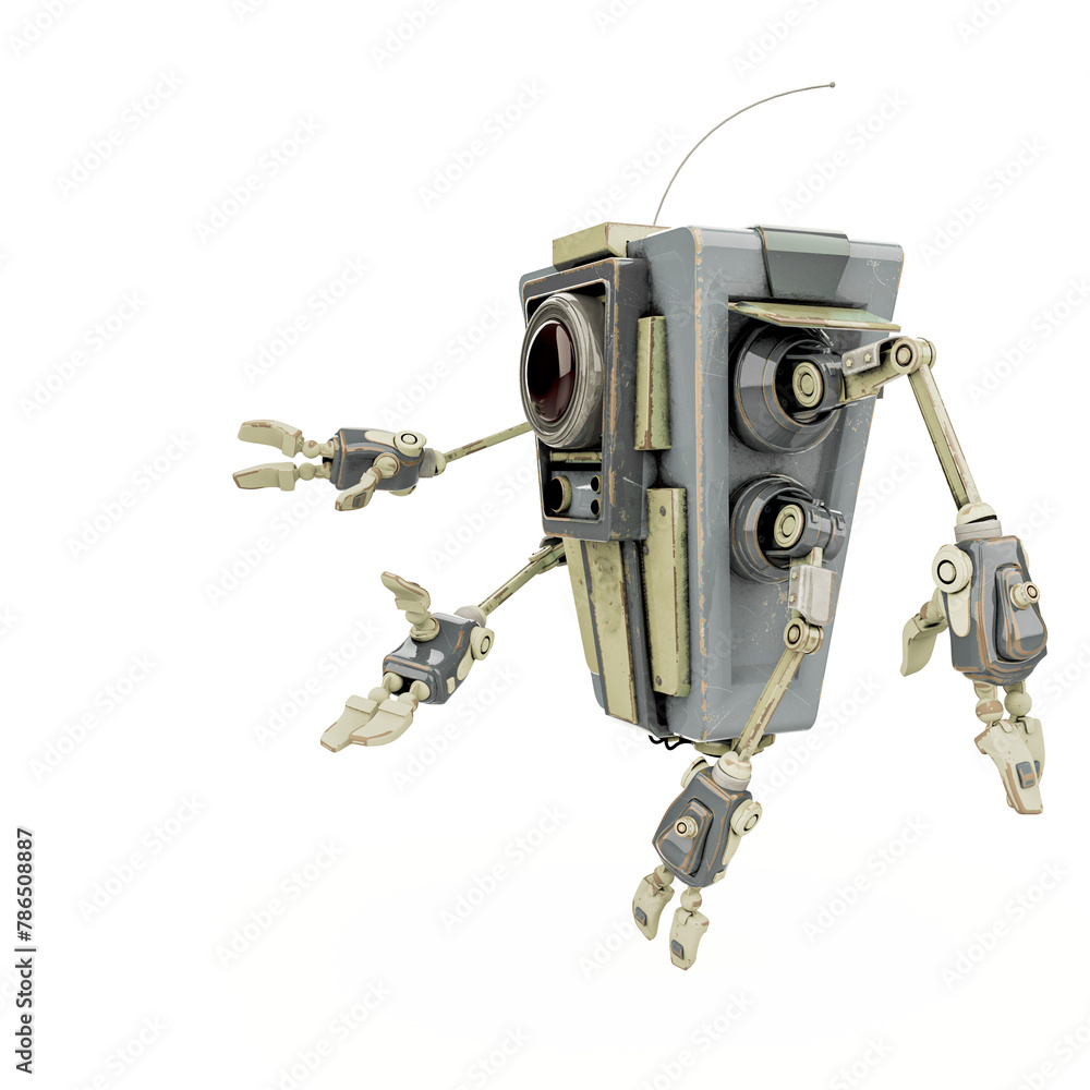 four arms bot helper is talking and explaining four arms bot helper is talking and explaining