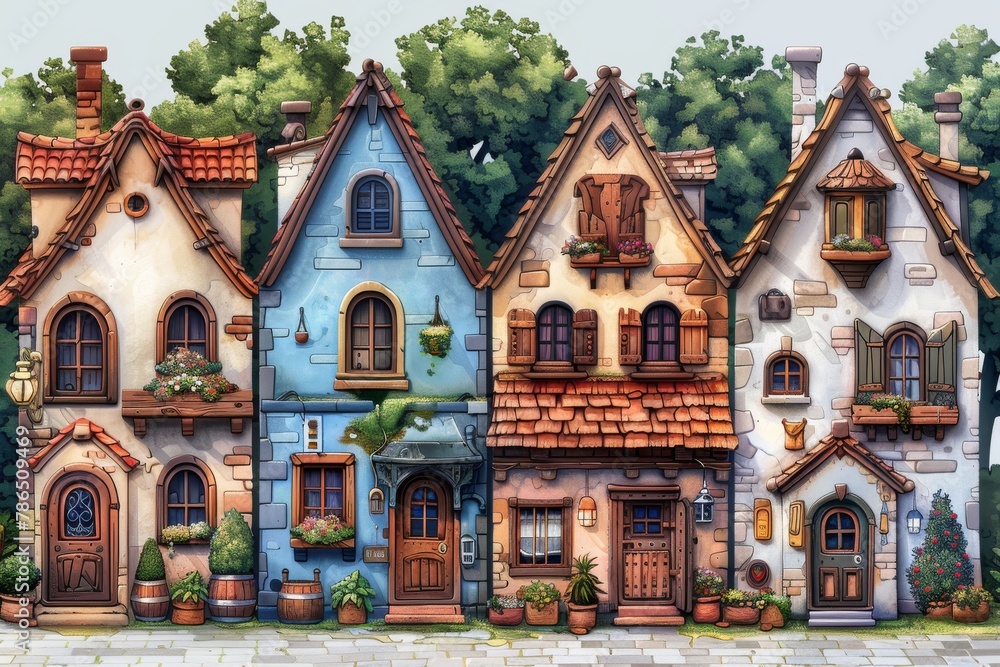 Colored houses illustration for kids