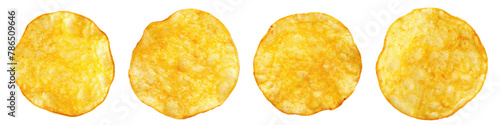 Collection of single round shape potato chip cutout png isolated on white or transparent background
