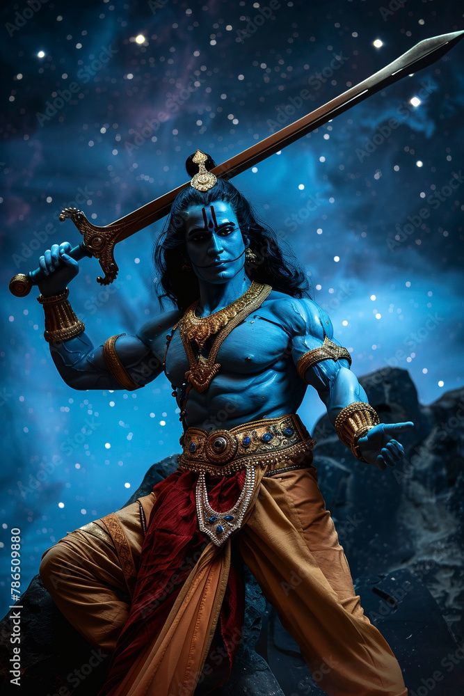 Naklejka premium Illustration of blue deity