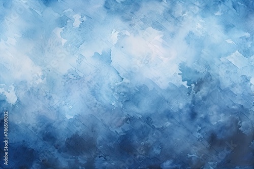 Blue Sky and Clouds with Grunge Texture, Brush Stock Wall Art or Oil Painting Banner, Abstract Watercolor Background