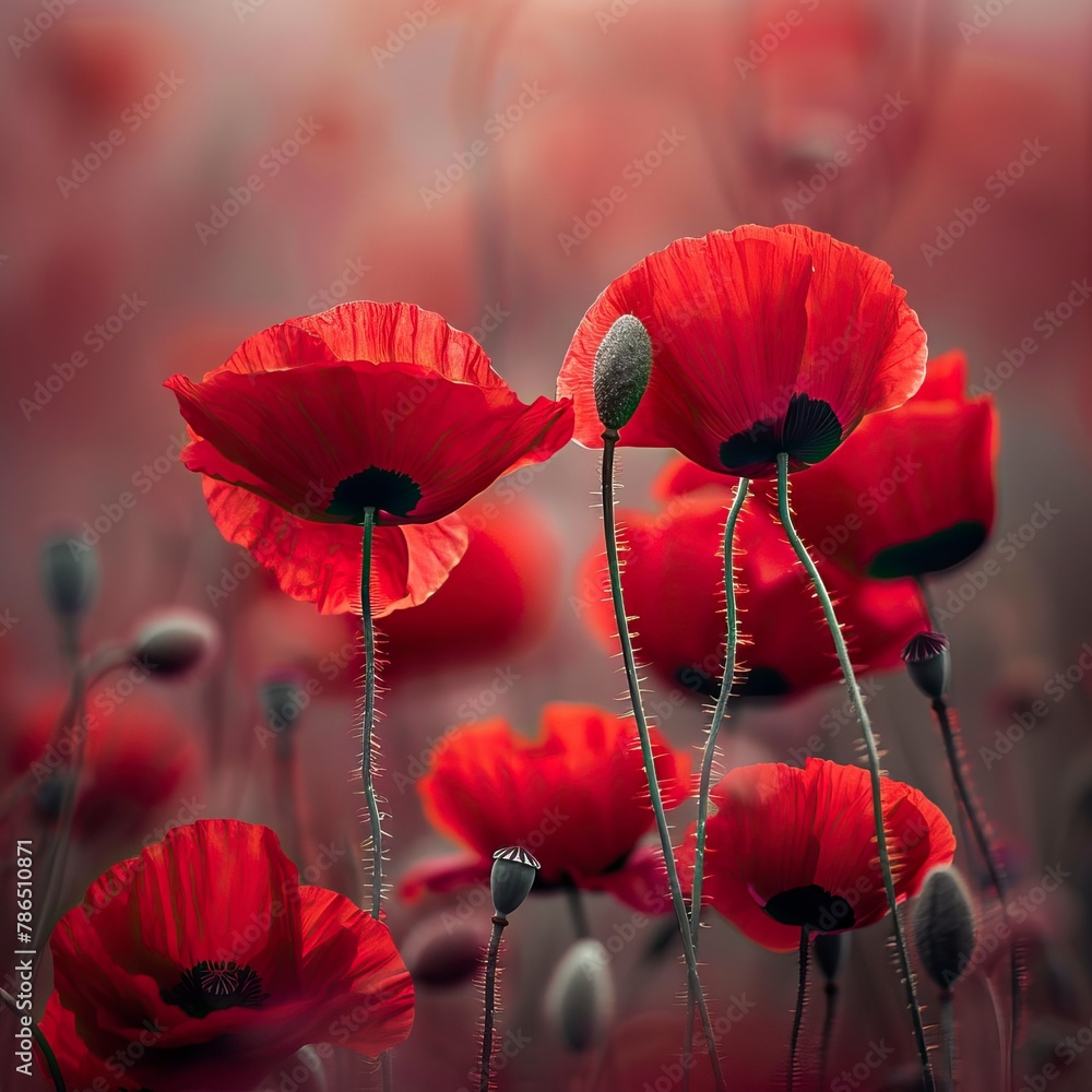 Obraz premium Free photo poppy flowers in nature, In remember of military veteran and Happy memorial day Celebration 