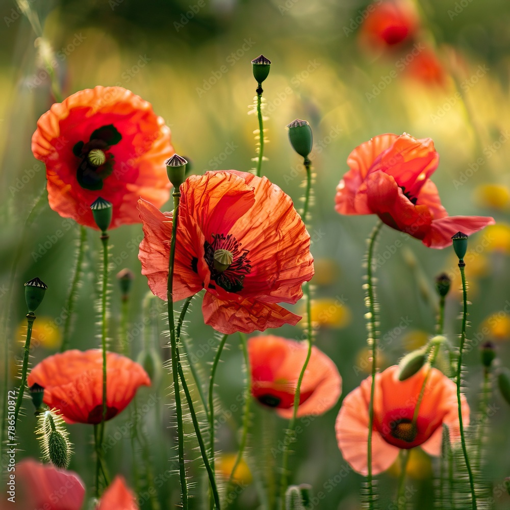 Fototapeta premium Free photo poppy flowers in nature, In remember of military veteran and Happy memorial day Celebration 