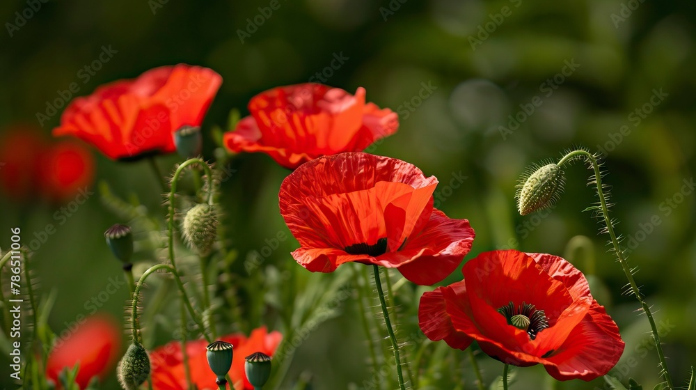 Obraz premium Free photo poppy flowers in nature, In remember of military veteran and Happy memorial day Celebration