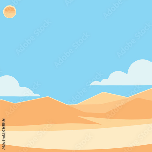 landscape vector, illustration, sun, desert, field, background, sand