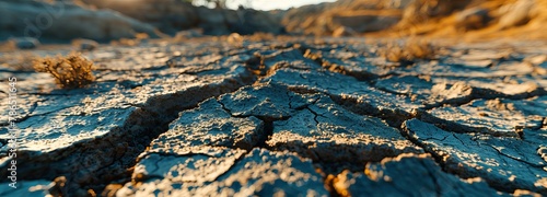 Drought-Stricken Landscape with Parched Earth photo