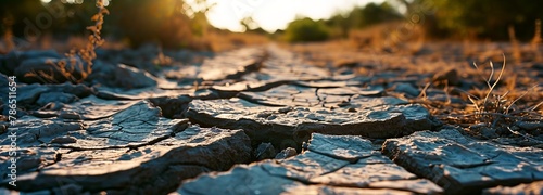 Drought-Stricken Landscape with Parched Earth photo