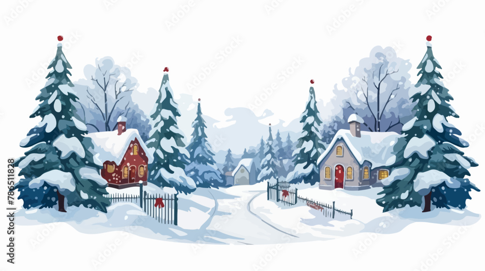 Winter merry christmas cartoon illustration banner tem