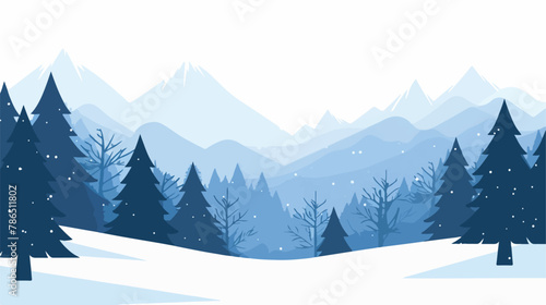 Winter background landscape christmas flat vector isolated © Megan