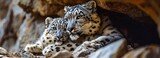 Snow Leopard Mother and Cub Bonding