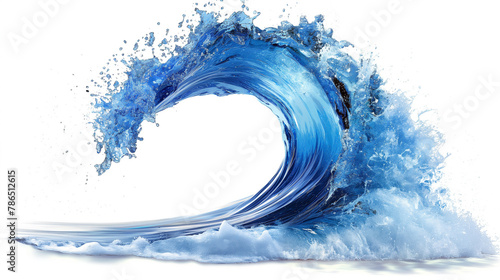 Fototapeta Naklejka Na Ścianę i Meble -  Water wave isolated on white background, blue water splashing in the air with copy space for design element. Water splashes and liquid flow.