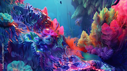3D abstract shapes mimicking an underwater scene