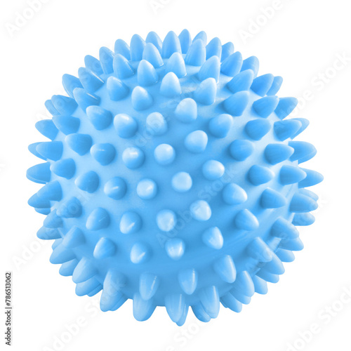 Blue massage spike ball isolated on white background