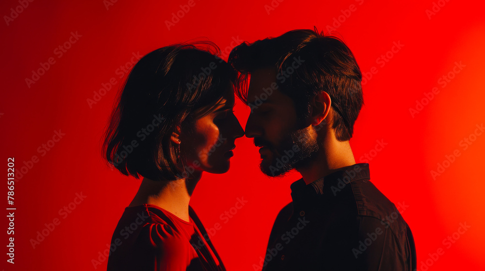 Anxious Couple Against a Minimalist Background