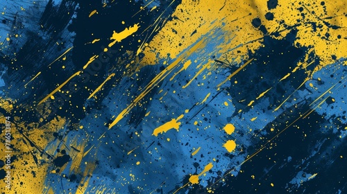 Ukrainian themed grunge yellow and blue ink splatter brushes for artistic design
