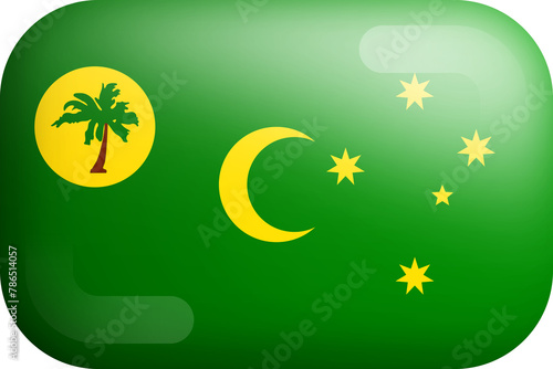 Cocos Islands Official National Flag Isolated 3D Glossy Rounded Icon © yamonstro
