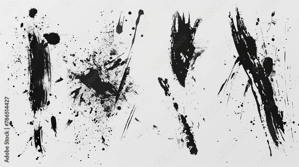 Obraz premium Gritty ink splatter brushes and strokes for artistic designs with raw creative elements