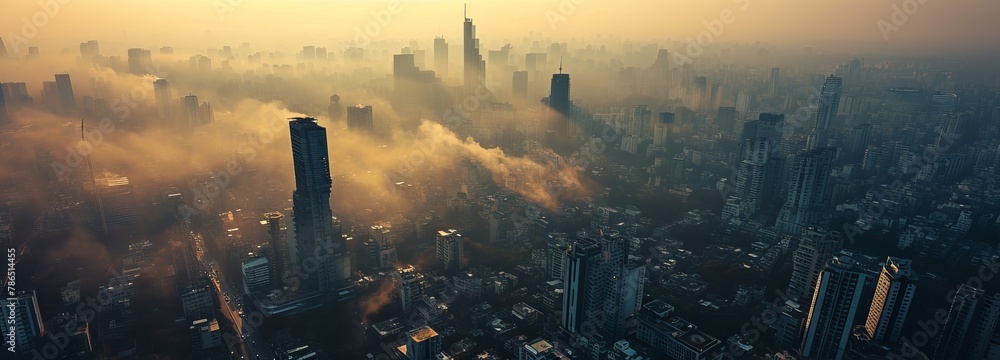 Smoggy Cityscape - obrazy, fototapety, plakaty 